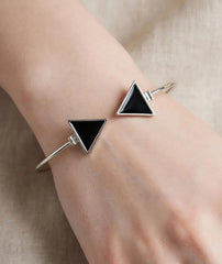 Black Triangle Stone Bracelet for Women | Adjustable Cuff
