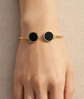 Adjustable Black Stone Kara for Women | Gold and Silver