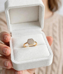 Adjustable Zircon Hexagon Ring | Gold Tone Sparkling Style