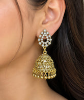 Antique Gold Jaali Work Jhumkas | Lattice Dome Design