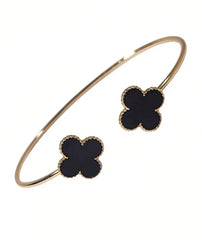 Black Clover Cuff Bracelet for Women | Adjustable Jewelry