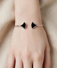 Black Fan Cuff Bracelet for Women | Adjustable Jewelry