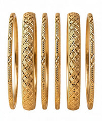 Indian Gold-Plated Bangle and Kara Set of 6 for Women