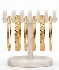 Indian Gold-Plated Kara Set of 6 with Diamond-Cut Design