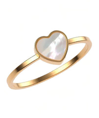 Mother Of Pearl Heart Ring for Women | Gold Tone Style