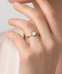 Mother Of Pearl Round Ring for Women | Gold Tone Style