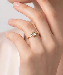 Mother Of Pearl Star Ring for Women | Gold Tone Style