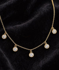 Multi Stone Zircon Pendant Chain | Gold Necklace for Women