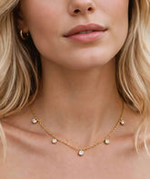 Multi Stone Zircon Pendant Chain | Gold Necklace for Women