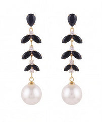 Pearl and Crystal Linear Drop Earrings for Women