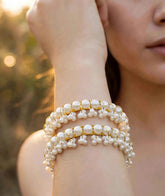 Pearl Beaded Gajra Bangles | White Pearl Drops