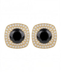 Round Cut Crystal Cushion Stud Tops | Double Halo