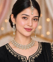 Bridal Teardrop Necklace Set | 3-Piece Gold Tone Jewelry