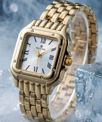 Square Gold Roman Dial Watch | Classic Watch for Women
