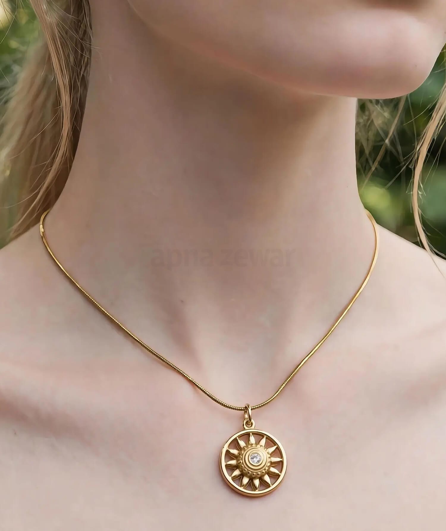 Sunburst Pendant Chain | Gold Tone Necklace for Women