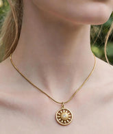 Sunburst Pendant Chain | Gold Tone Necklace for Women