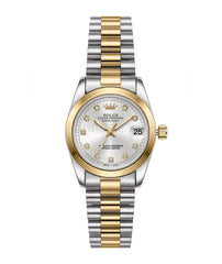 Two-Tone Crystal Dial Watch | Silver Gold Date Watch