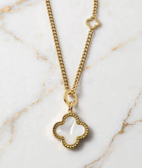 White Clover Pendant Chain | Gold-Tone Everyday Necklace