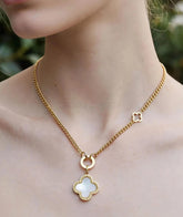 White Clover Pendant Chain | Gold-Tone Everyday Necklace