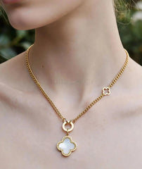White Clover Pendant Chain | Gold-Tone Everyday Necklace
