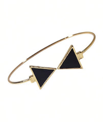Black Triangle Stone Bracelet for Women | Adjustable Cuff