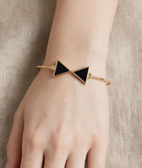 Black Triangle Stone Bracelet for Women | Adjustable Cuff