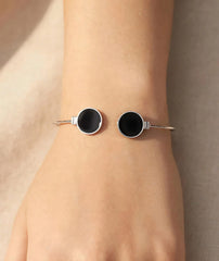 Adjustable Black Stone Kara for Women | Gold and Silver