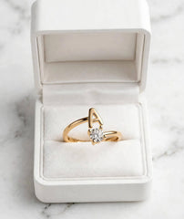 Adjustable Initial Ring for Women with Zircon Stone