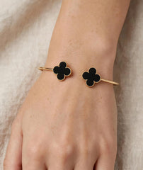 Black Clover Cuff Bracelet for Women | Adjustable Jewelry