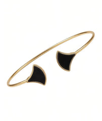 Black Fan Cuff Bracelet for Women | Adjustable Jewelry
