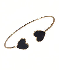 Black Heart Bracelet | Gold & Silver Adjustable Open Cuff