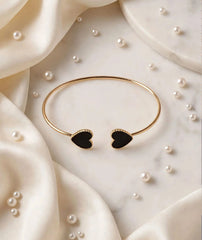 Black Heart Bracelet | Gold & Silver Adjustable Open Cuff