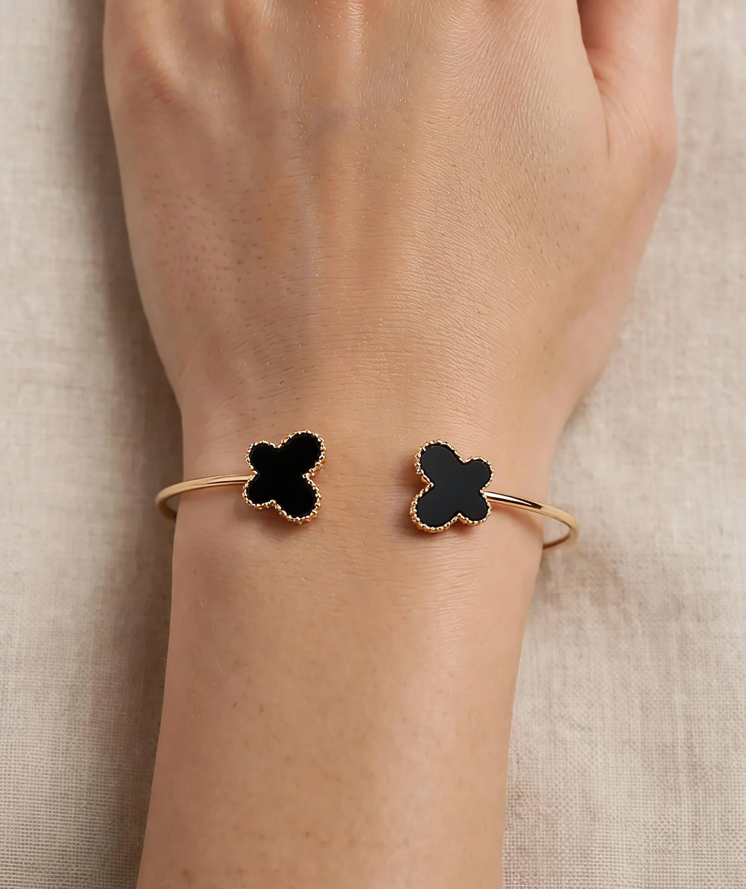 Black Onyx Butterfly Cuff Bracelet for Women | Adjustable