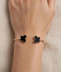 Black Onyx Butterfly Cuff Bracelet for Women | Adjustable