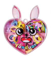 Bunny Heart Case Hair Accessory Set for Kids | Clips, Ties & Bands