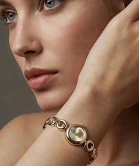 Chic Gold Round Wristwatch | Bracelet Style Watch for Women
