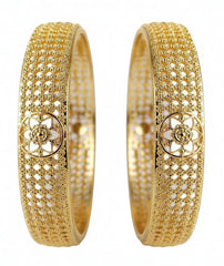 Floral Jaali Pattern Metallic Kara Set of 2 for Women