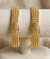 Floral Jaali Pattern Metallic Kara Set of 2 for Women