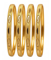 Gold-Plated Kara Set of 4 with Oval Cutout Design