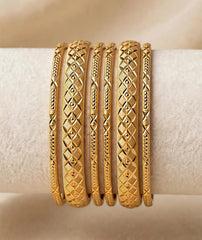 Indian Gold-Plated Bangle and Kara Set of 6 for Women