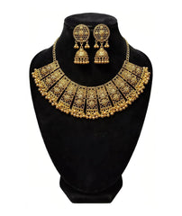 Indian Gold-Plated Necklace Set | Jhumka Earrings