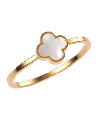 Mother Of Pearl Clover Ring for Women | Gold Tone Style