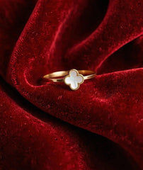 Mother Of Pearl Clover Ring for Women | Gold Tone Style