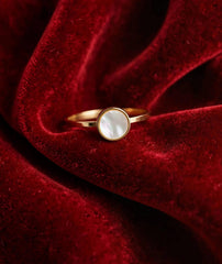 Mother Of Pearl Round Ring for Women | Gold Tone Style