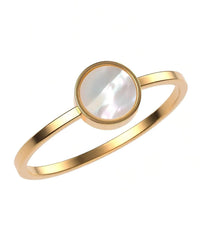 Mother Of Pearl Round Ring for Women | Gold Tone Style