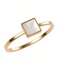 Mother Of Pearl Square Ring for Women | Gold Tone Style