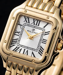 Square Gold Roman Dial Watch | Classic Watch for Women