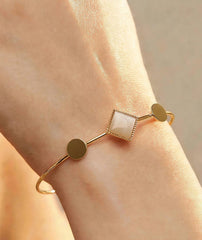 Square Stone Cuff Bracelet for Women | Adjustable Jewelry