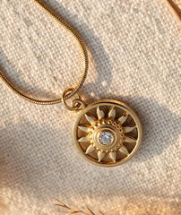 Sunburst Pendant Chain | Gold Tone Necklace for Women