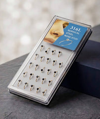 Gold-Plated Black Stud Nose Hoop | 316L Surgical Steel